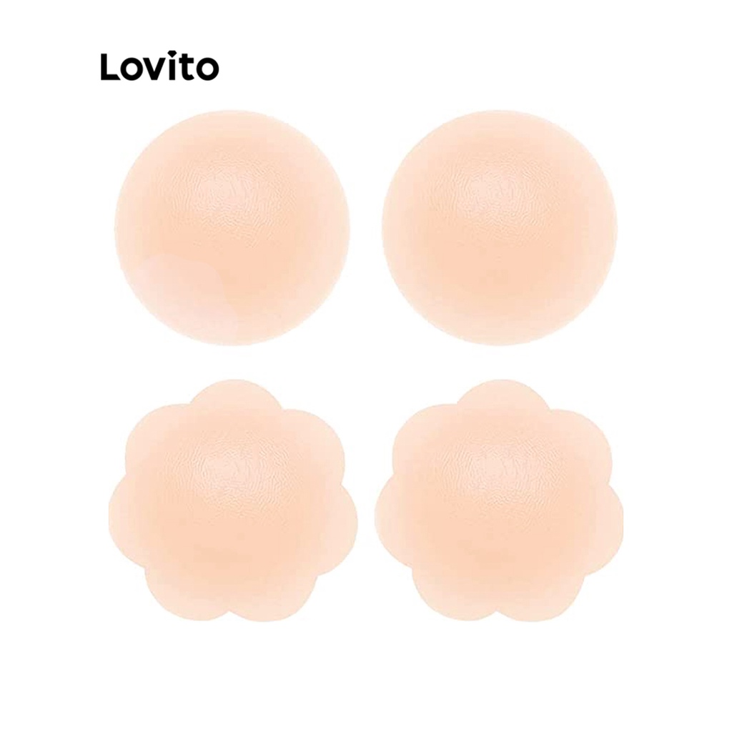 Cặp miếng dán ngực Lovito silicone tự dính màu trơn thời trang thiết yếu dành cho nữ