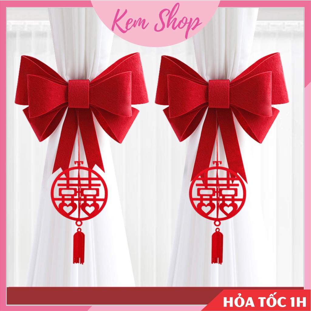 Nơ trang trí DIY, nơ đỏ may mắn trang trí nhà cửa, lễ tết - Kem Shop K326