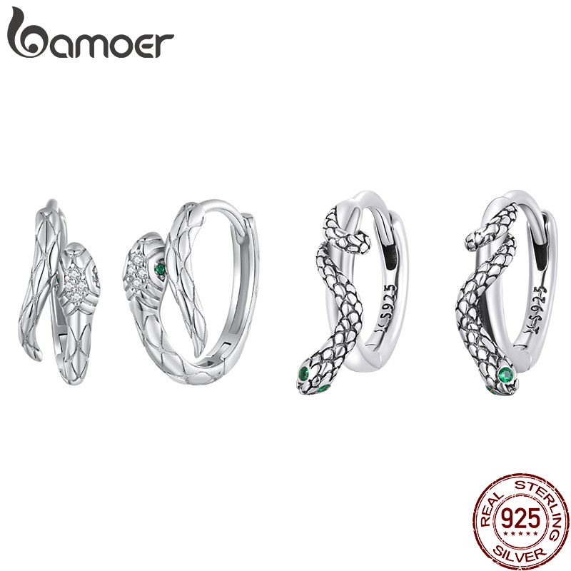 Bamoer Đôi Bông Tai Bạc 925 Hình Rắn Thời Trang Cho Nữ bse818