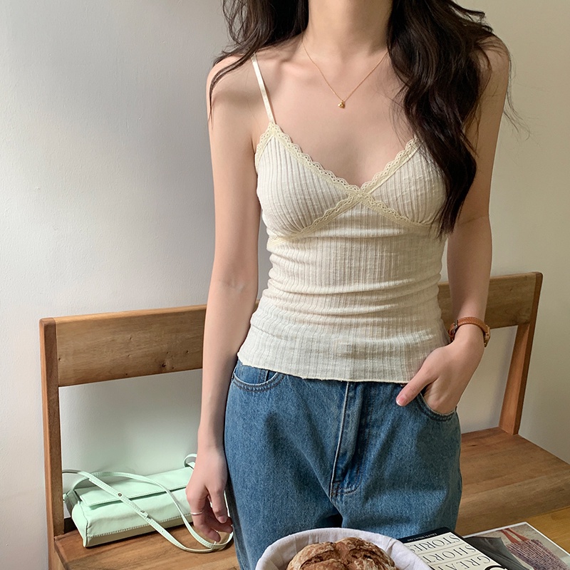 Áo hai dây SUXI màu trơn dáng ôm co giãn thời trang mùa hè quyến rũ cho nữ