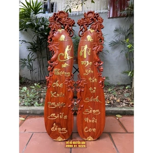 Tranh gỗ Cha mẹ hình trái bầu gỗ hương treo tường