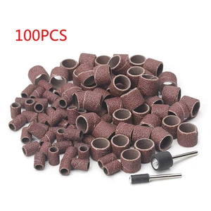 EDB * 100 Chiếc 1 2 Và 1 4 Dây Chà Nhám Tay Trống Bộ Giấy Nhám Cao Su 2 Mandrels