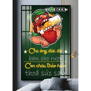 Tranh Treo Tường Quán Bia - Tranh Laminate Tráng Gương