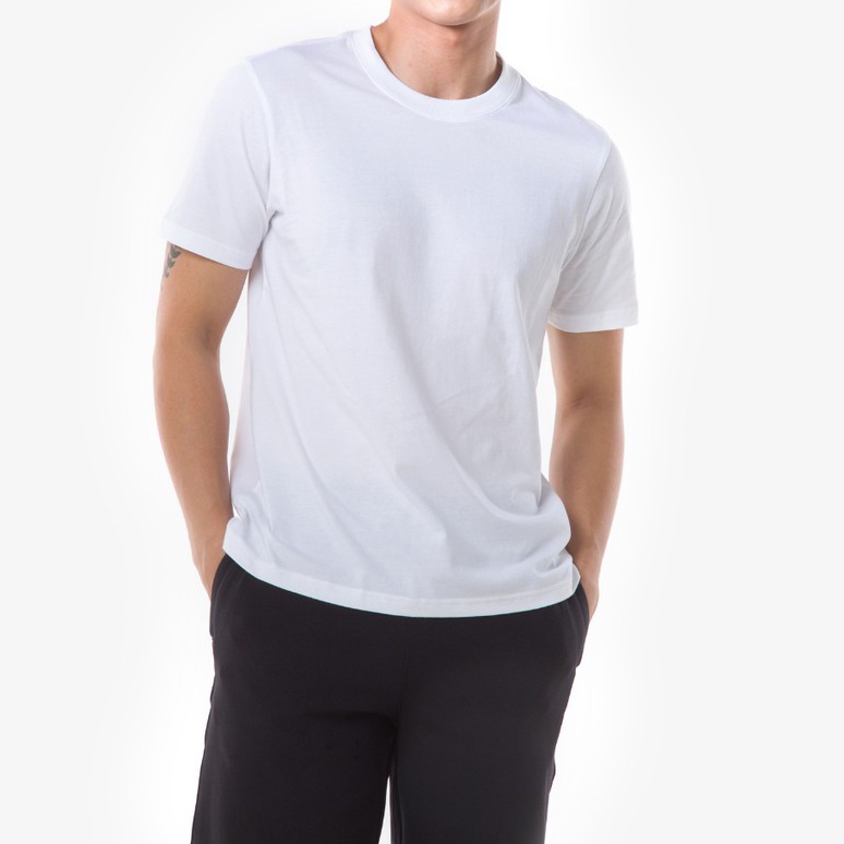 Áo thun trắng trơn Basic mềm mịn co dãn thấm hút mồ hôi 40-100kg form suông Unisex Basetee