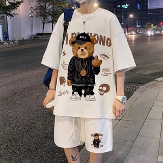Bộ quần áo thể thao mùa hè hình gấu chất cotton dành cho nam
