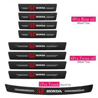 Miếng Dán Cửa Xe Hơi Honda City Civci Fit Jazz HRV BRV CRV Brio Accord Lead Moobilio Mugen Bằng Sợi Carbon Chống Trầy Xước