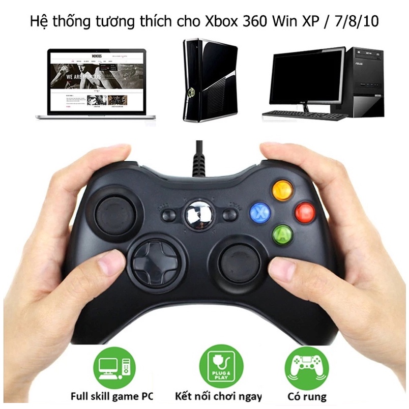 Tay cầm chơi game có dây cho Xbox 360, PC, Laptop Cần điều khiển có ...