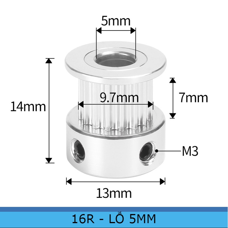Puly bánh răng đồng bộ - ròng rọc truyền động dây curoa mini GT2 ...