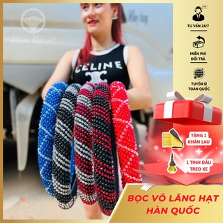 Bọc vô lăng hạt Hàn quốc đính hạt pha lê, bọc vô lăng xe ô tô, xe tải, chống mồ hôi tay
