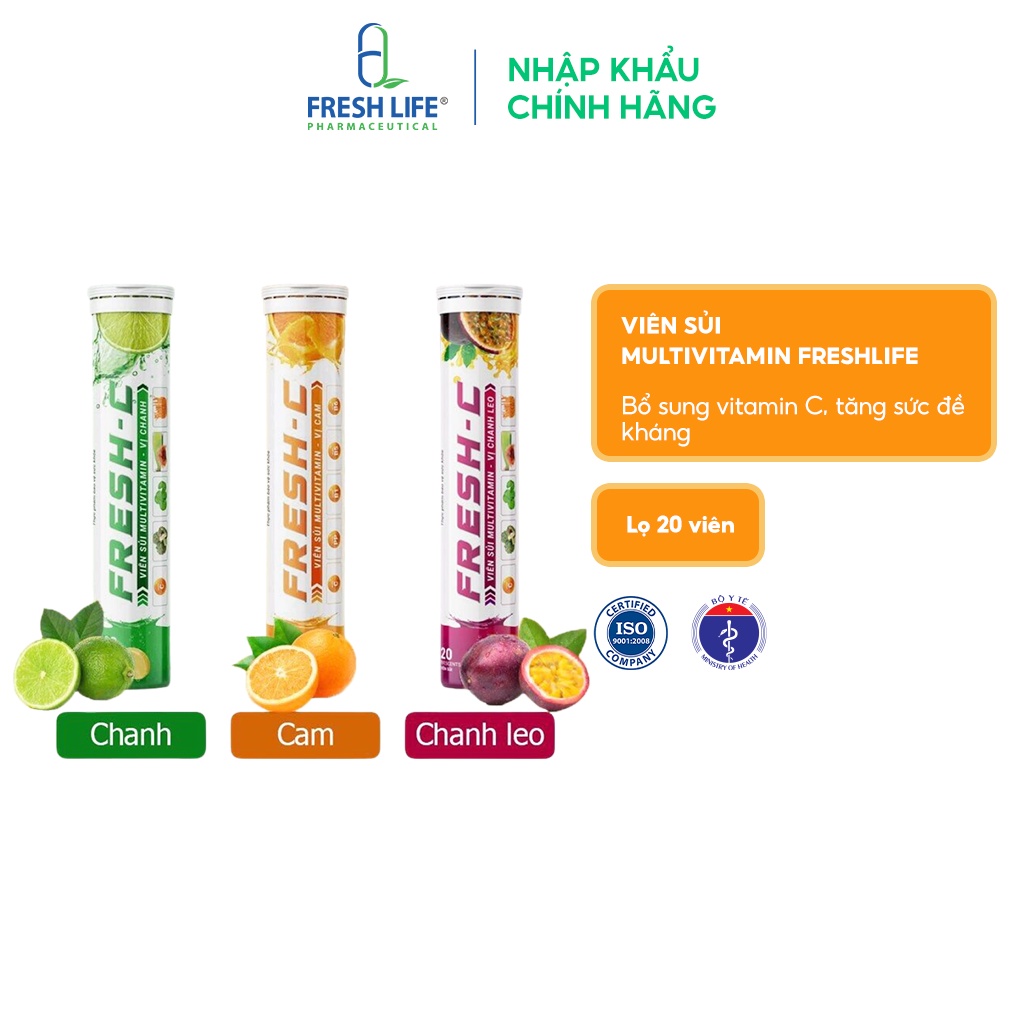 Ảnh Viên sủi Multivitamin FYSOLINE Freshlife bổ sung vitamin C, tăng cường sức đề kháng bảo vệ sức khỏe lọ 20 viên 1