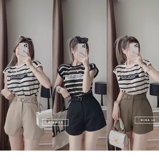 Áo len lưới nữ tay hến, len lỗ thoáng mát hoạ tiết chữ ngang 172