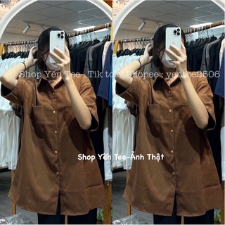 Áo sơ mi đi học 2 túi vuông Yến Tee Shop , chất nhung lì cao cấp không lộ #1016