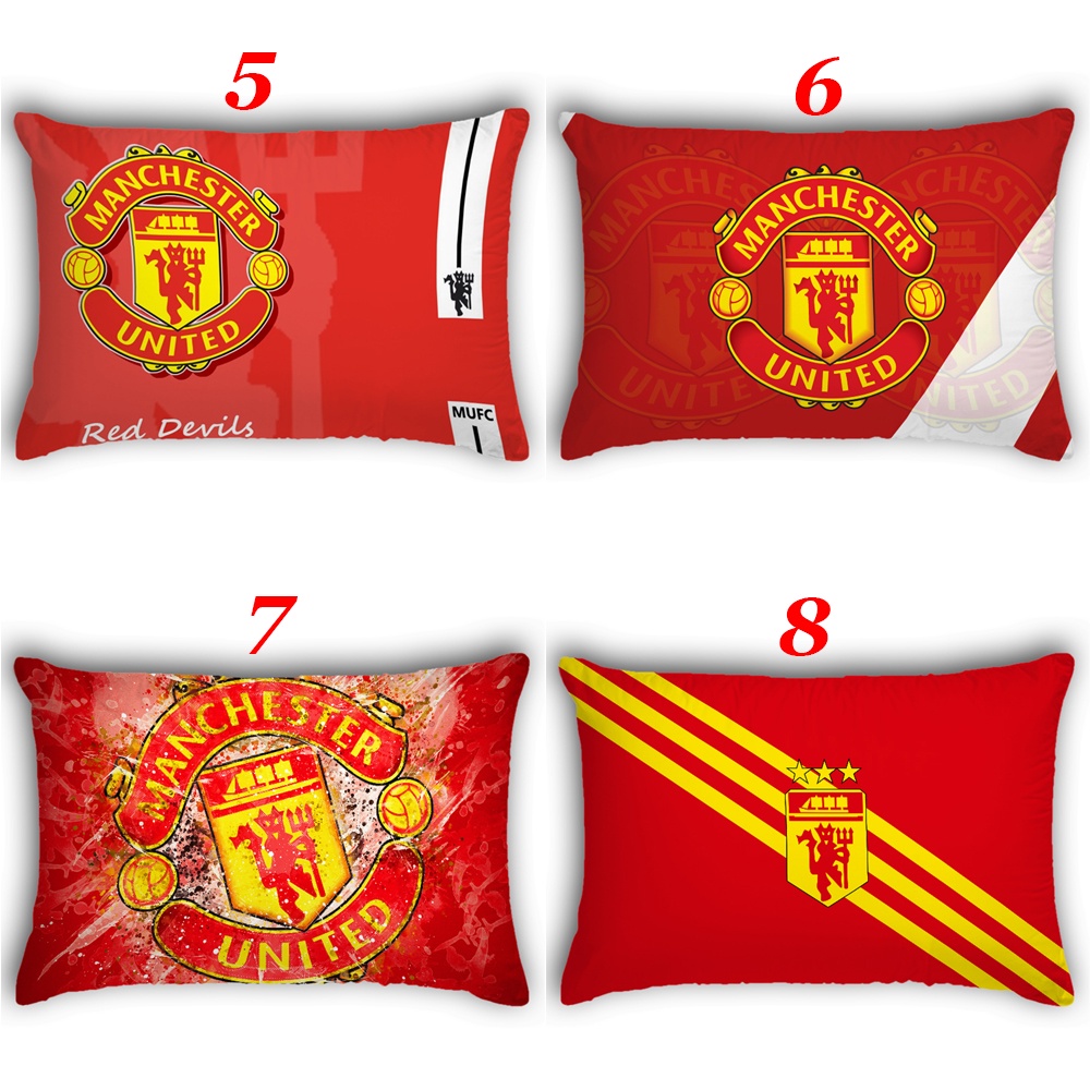 Vỏ Gối Chữ Nhật In Logo Câu Lạc Bộ Bóng Đá Manchester United Một Mặt Bằng Polyeste (Không Kèm Lõi)
