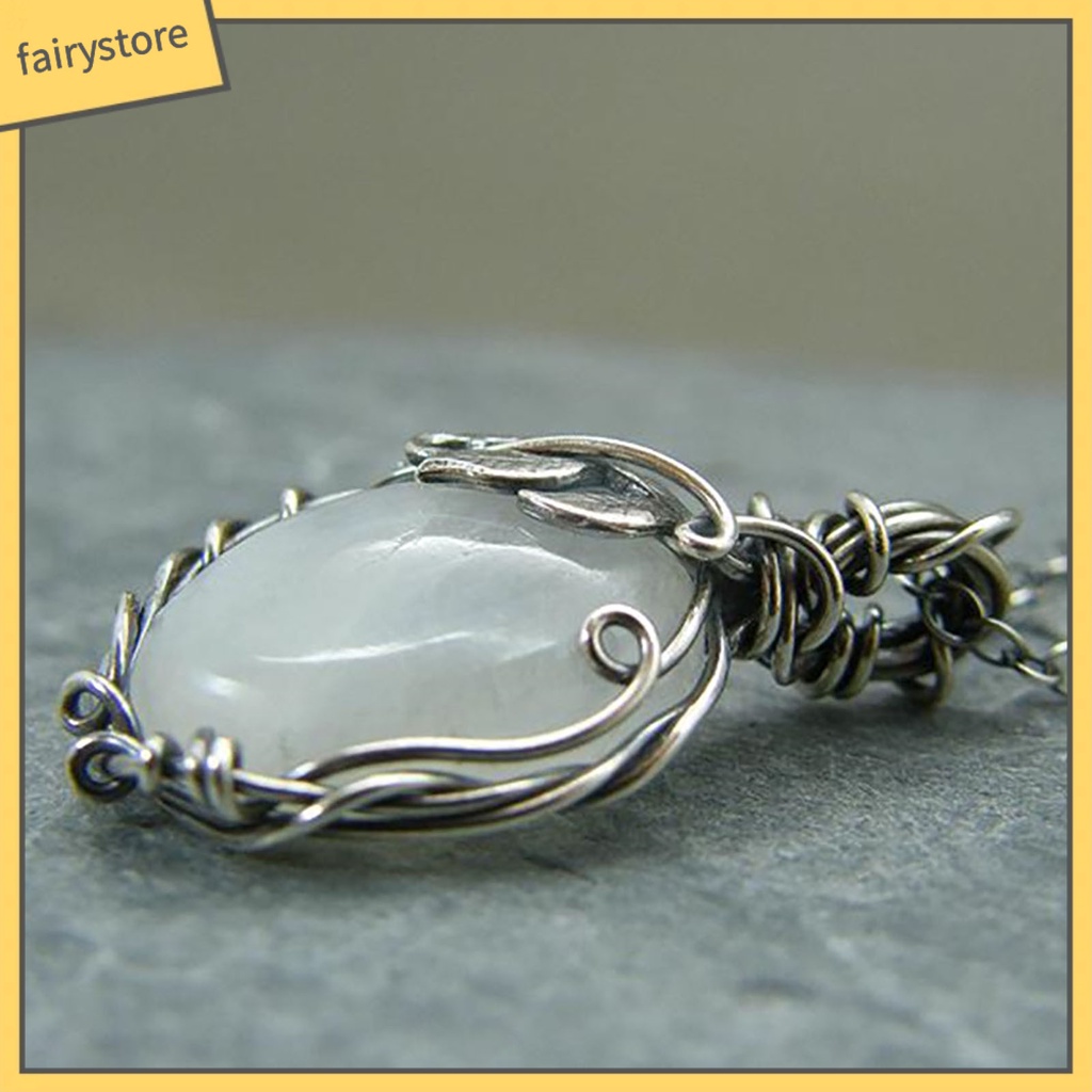 Vòng cổ Mặt Đá Mặt Trăng Màu Sắc Vintage Chất Lượng Cao [Fairy1] Cho Nữ