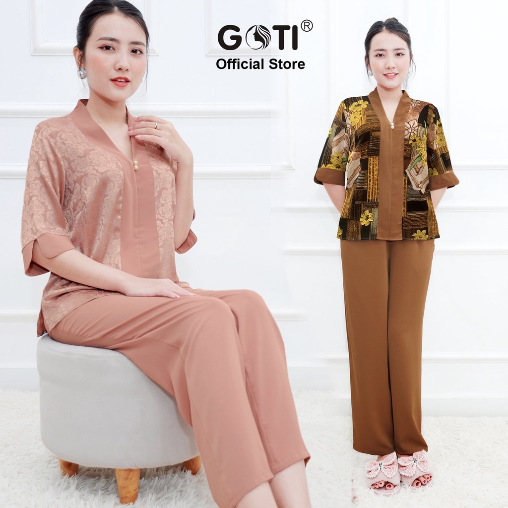 Ảnh GOTI - Đồ Bộ Trung Niên Nữ Chất Lụa Cao Cấp Siêu Mát Mặc Lễ Tết Thoải Mái Bigsize 45-80Kg Quà Tặng Mẹ 3360 3359 2