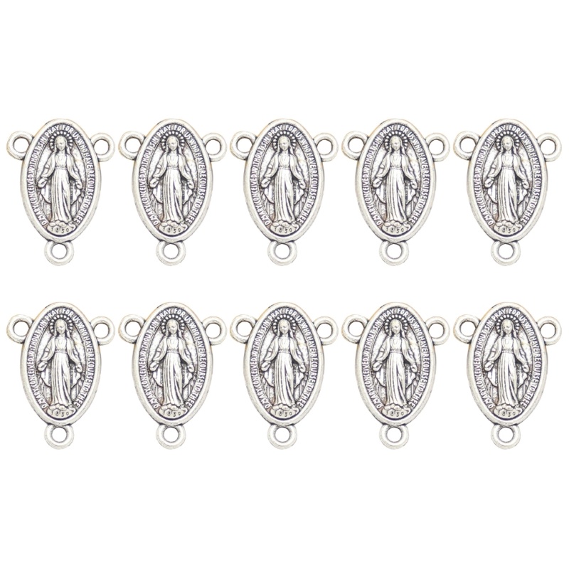 Cinna 10 Chiếc Đức Mẹ Maria Huy Chương Mặt Dây Chuyền Hình Bầu Dục Công Giáo - Trang Sức Vòng Tay và Vòng Cổ Maki