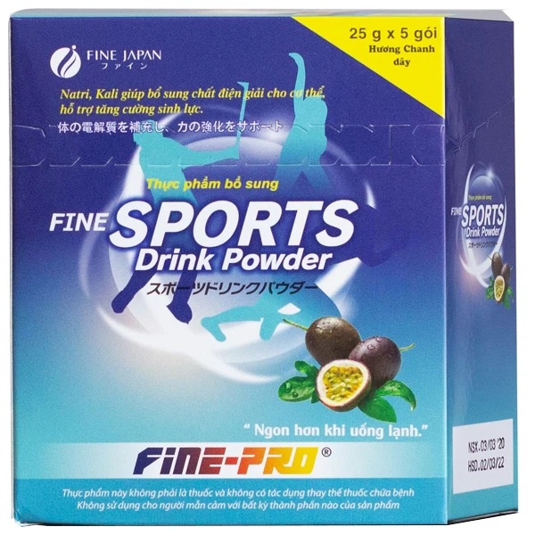 Bột pha Fine Sports Drink Powder hương chanh dây bù điện giải cơ thể (5