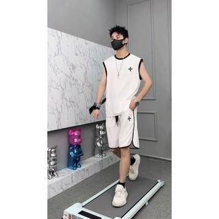 ( Hàng Mới ) Bộ Thể Thao Ba Lỗ Hè Nam Nữ Phối Họa Tiết Viền Kẻ Cá Tính, Cotton Cá Sấu Thoáng Khí Mềm Mịn Thấm Hút Mồ Hôi