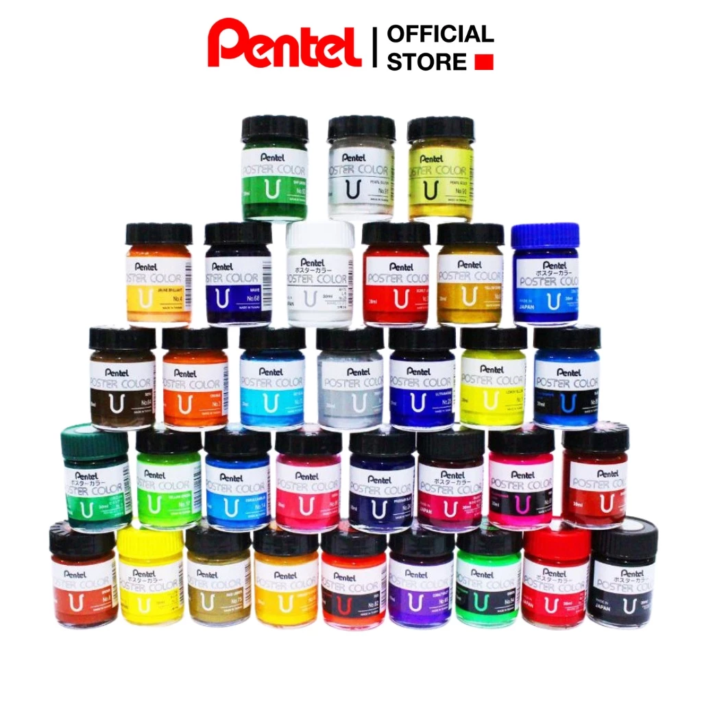 [Màu Lẻ] Màu Poster Pentel WPU – Màu Vẽ Pentel 30ml Tươi Sáng, Dễ Pha Chồng Màu, Vẽ Đa Chất Liệu