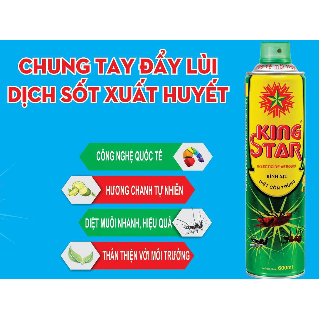 Bình xịt muỗi King Star chai 600ml hương chanh - hạ gục tiêu diệt nhanh ...