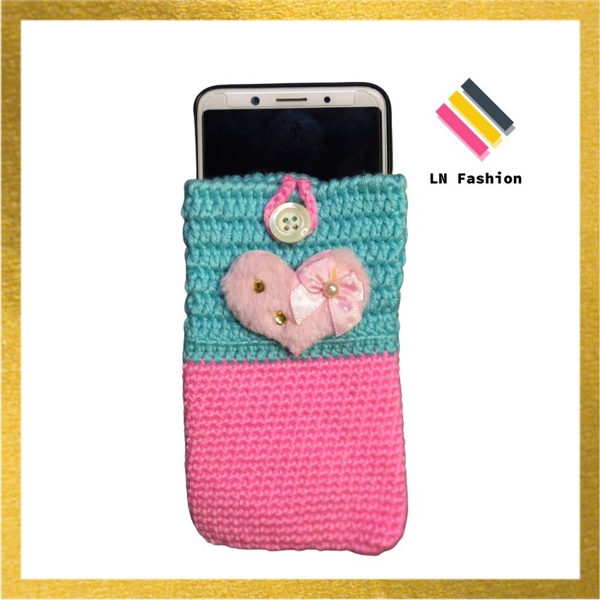 Túi đựng điện thoai móc thủ công bằng len- Túi len handmade- Móc len thủ công