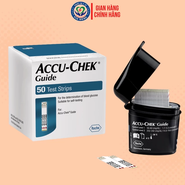 Que thử đường huyết cho máy Accu- Check Guide - Hộp 25 Que - Hộp 50 Que