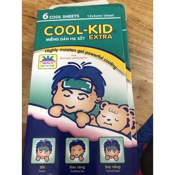 Miếng dán hạ sốt giảm đau cool kid:say nắng, đau răng dùng cho cả người lớn và trẻ em