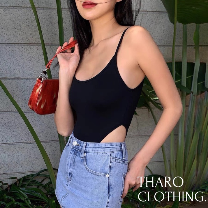 Bodysuit, Áo Liền Thân Hai Dây Thun Gân Mịn - Tharo Clothing - [AO55]