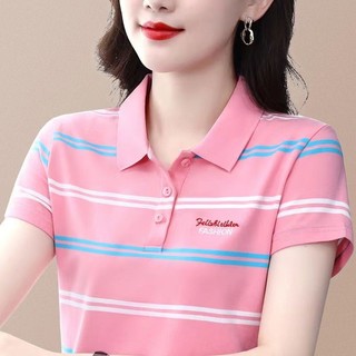 Áo Thun Cotton Tay Ngắn Họa Tiết Kẻ Sọc Thời Trang Mùa Hè 2022 Dành Cho Nữ Trung Niên
