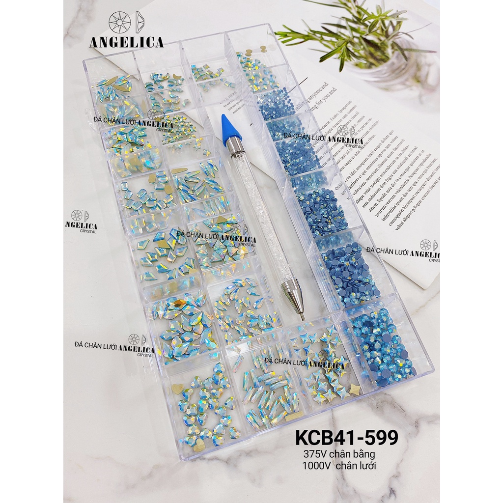 Combo Khay Đá Nail Vàng Trà Chân Bằng Và Chân Lưới Kèm Phụ Kiện Móng ANGELICA KCB-599 KCB-549