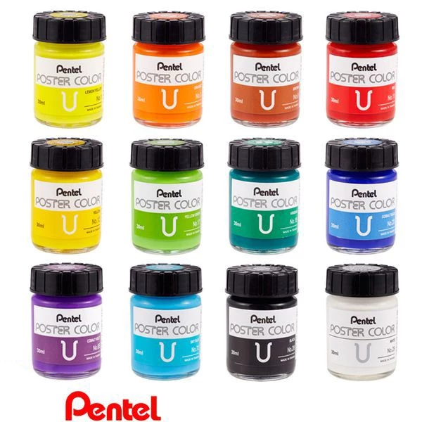 [Màu Lẻ] Màu Poster Pentel WPU – Màu Vẽ Pentel 30ml Tươi Sáng, Dễ Pha Chồng Màu, Vẽ Đa Chất Liệu