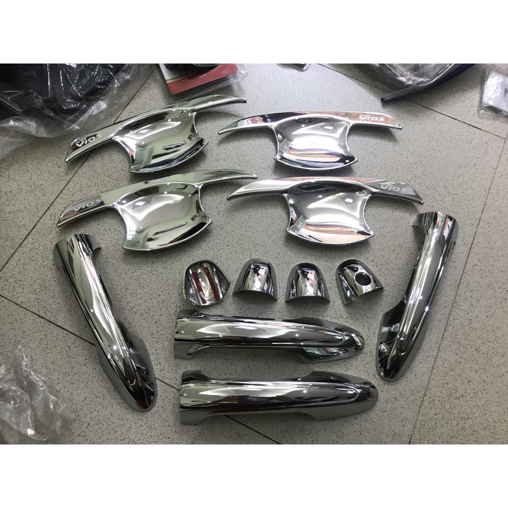 Ốp tay nắm cửa, hõm cửa ô tô Toyota Vios đời 2014 -2025, Chất liệu nhựa ABS mạ crom