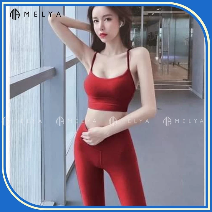 Set Đồ Tập Nữ Áo Bra chắp dây Tập Thể Thao Gym Yoga Cao Cấp dây chéo- Đồ tập gym yoga chạy bộ thể thao nữ Melya Sport