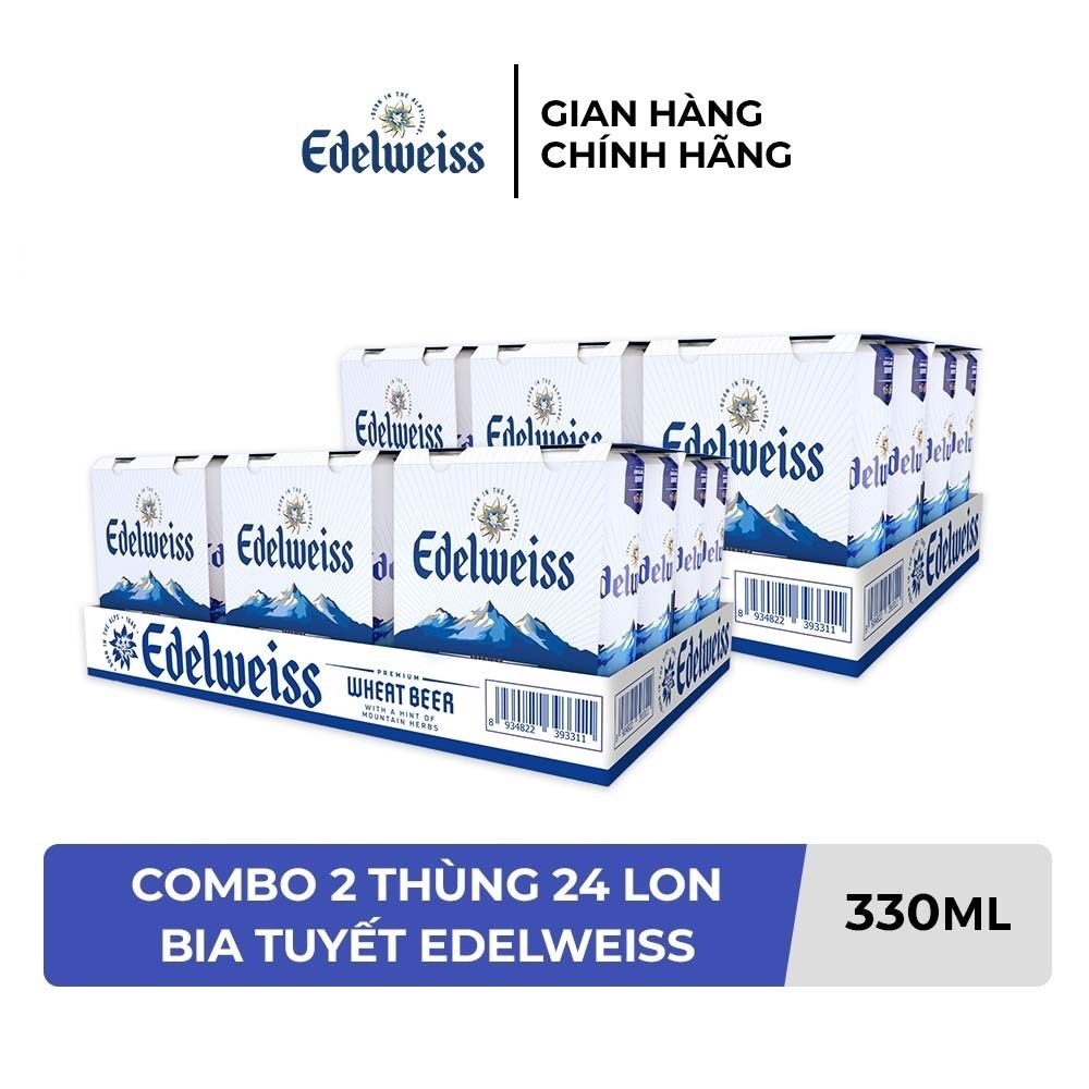 HỎA TỐC HCM - Combo 2 Thùng 24 lon Bia Tuyết - Edelweiss 330ml/lon