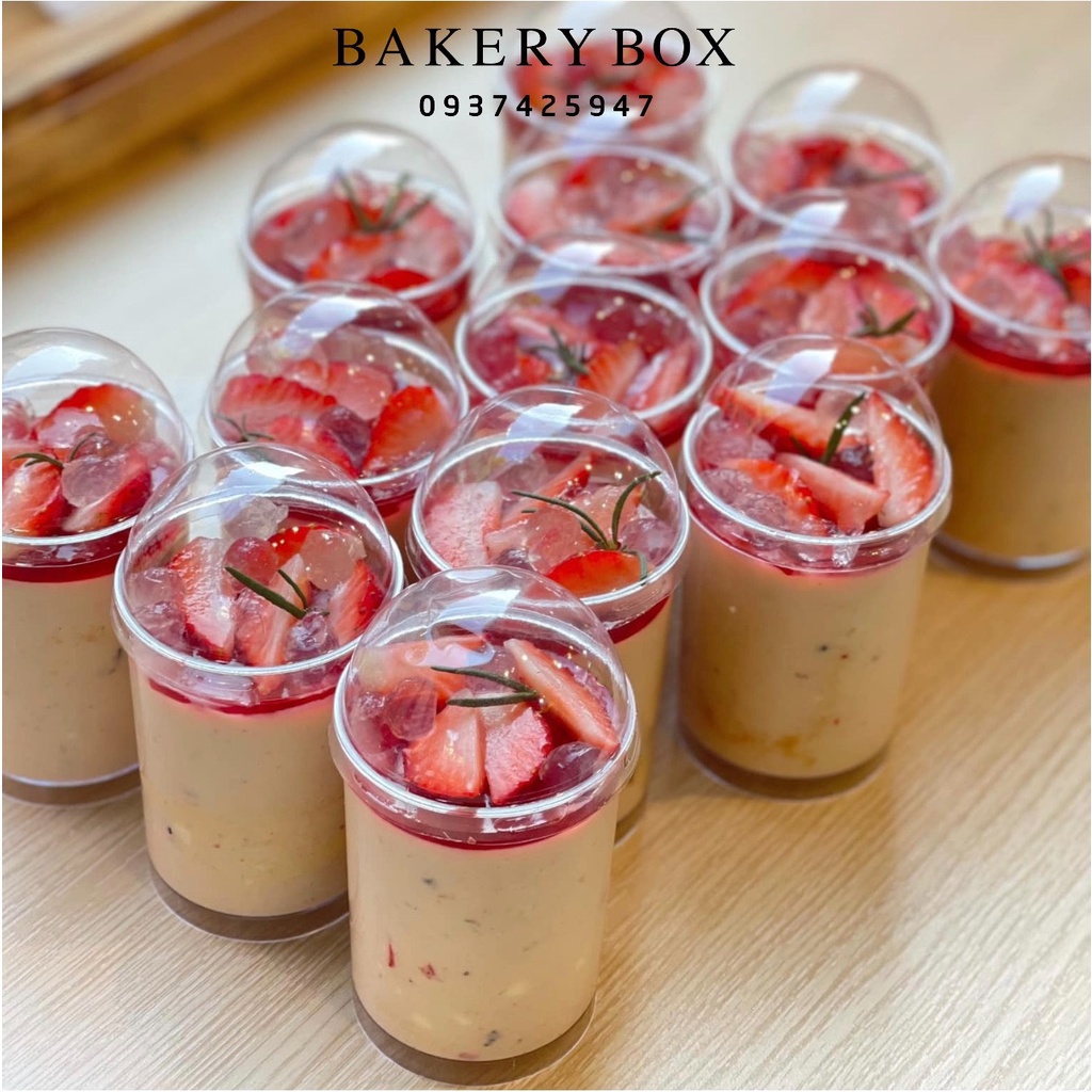 100 Ly Nhựa Mica Tròn 150ml Đựng Bánh Lạnh Nắp Cầu, Tiệc Tea Break (LC