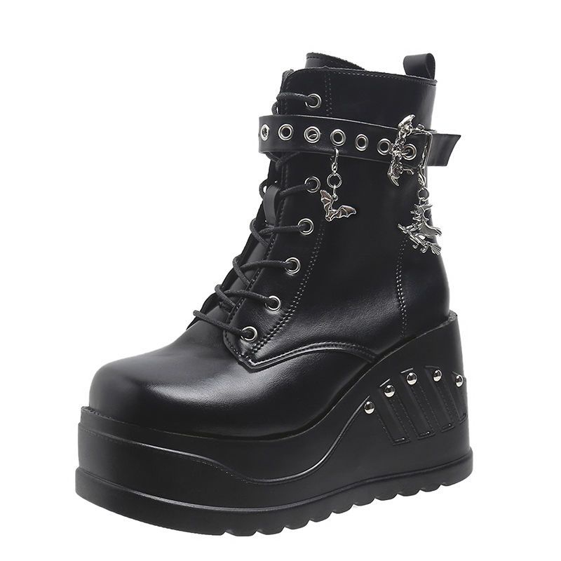 Giày Bốt Đế Dày Buộc Dây Phong Cách Gothic Punk Thời Trang