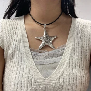 GODD Chunky Pentagram Vòng Cổ Trang Sức Dành Cho Nữ Phóng Đại Y2K Ngôi Sao Quyến Rũ Vòng Cổ Xương Đòn Dây Chuyền Trang Sức