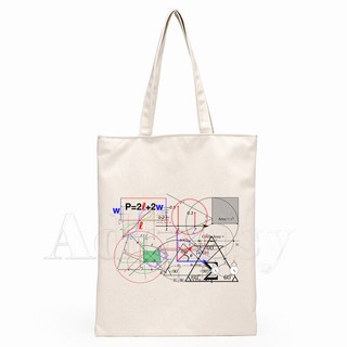 Công thức toán học Công thức phương trình Nam Túi Tote Unisex Túi vải Túi mua sắm In hình Túi đeo vai thông thường có thể gập lại 8V30