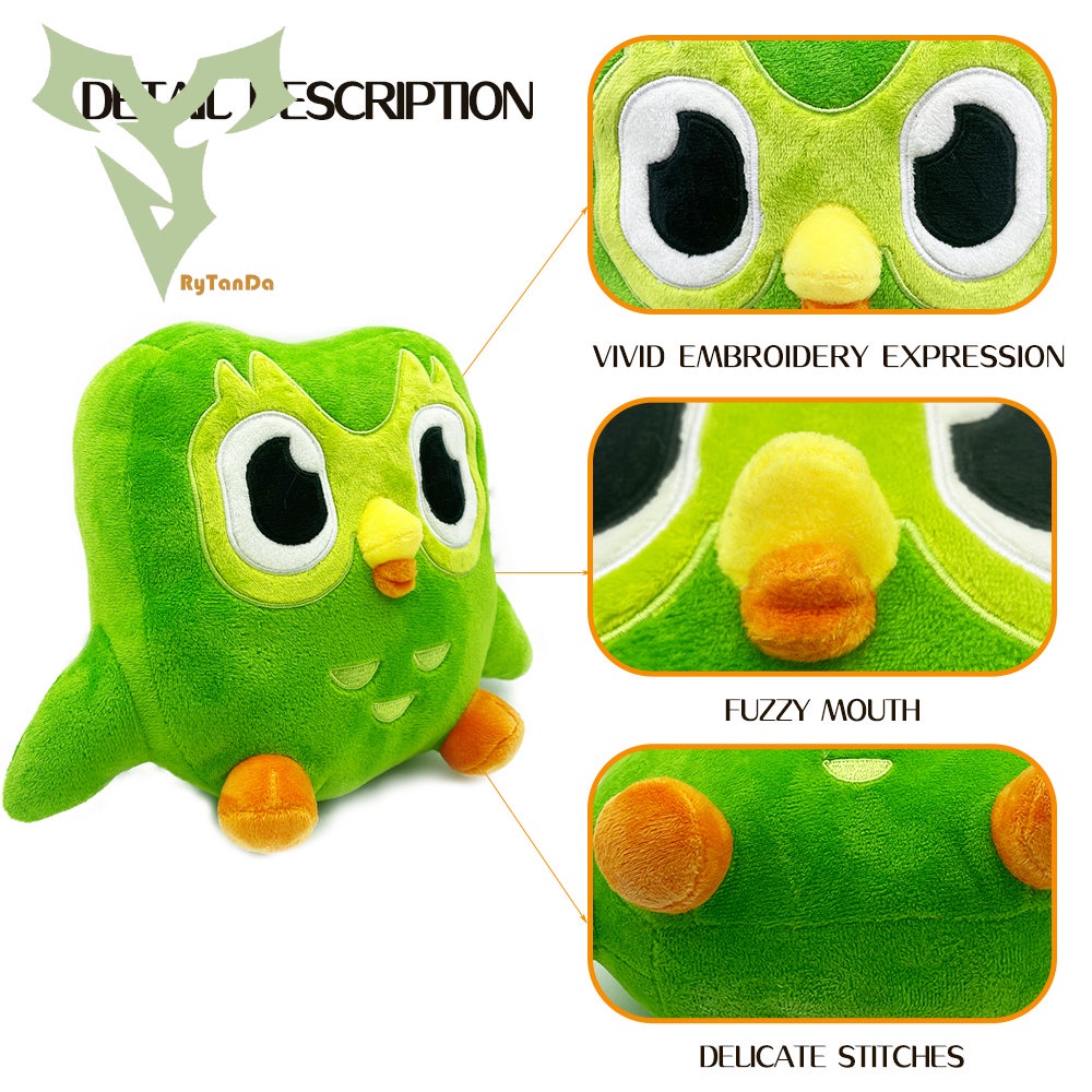 Rytanda Duolingo Gấu bông Duolingo plush toy thú nhồi bông hình cú Duo phiên bản kỉ niệm Tặng quà sinh nhật cho trẻ em Quà tặng trang trí gia đình