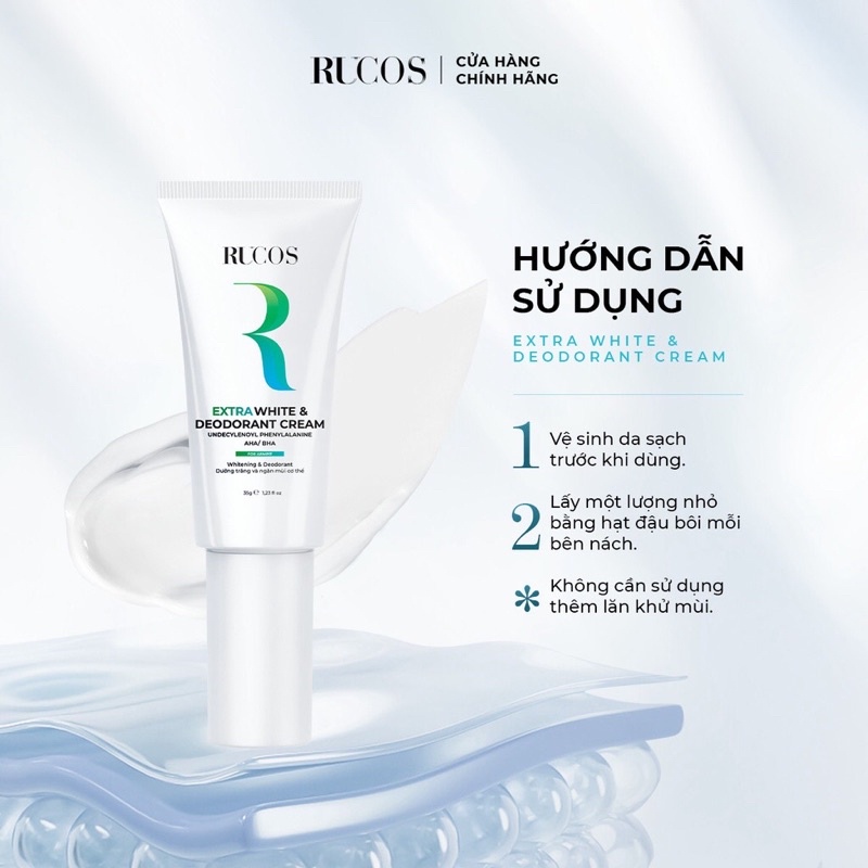 Kem Giảm Thâm Extra White & Rucos Kem Trắng Nách Dưỡng Sáng Da Giảm Thâm Vùng Nách khử mùi Hôi 35g