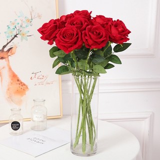 Cành hoa Hồng Nhung giả size lớn cành dài 70cm - Hoa cao cấp