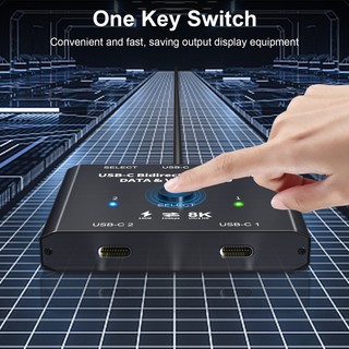 100W USB C Bộ chuyển đổi hai chiều Loại-C Splitter 2x1/1x2 Bi-Direction KVM Data Video Switcher 8K Đối với màn hình máy tính Nhiều nguồn