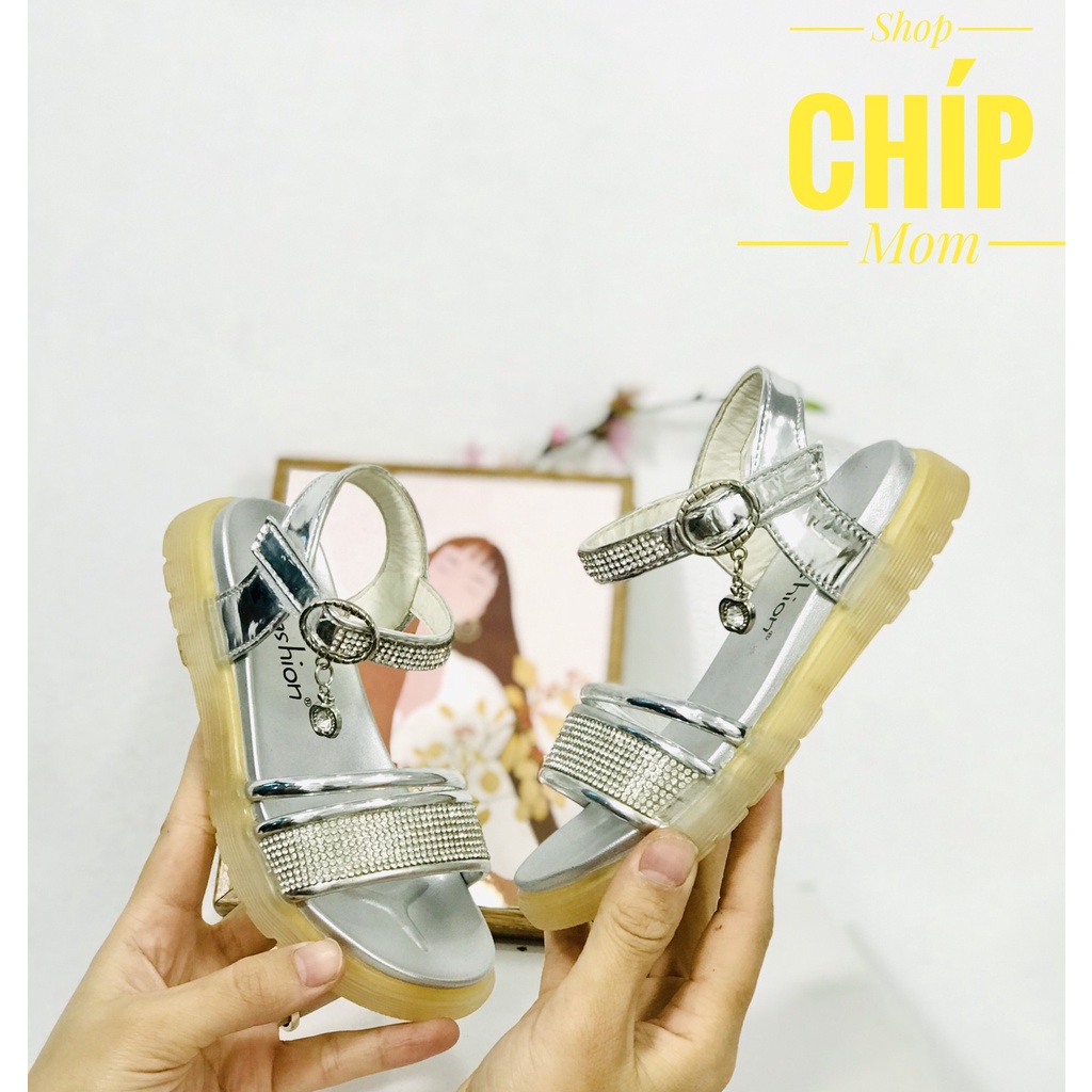 sandal bé gái dép quai hậu đi học cho bé đế dẻo chống trượi đính đá sang chảnh êm chân QCCC full hộp SL618