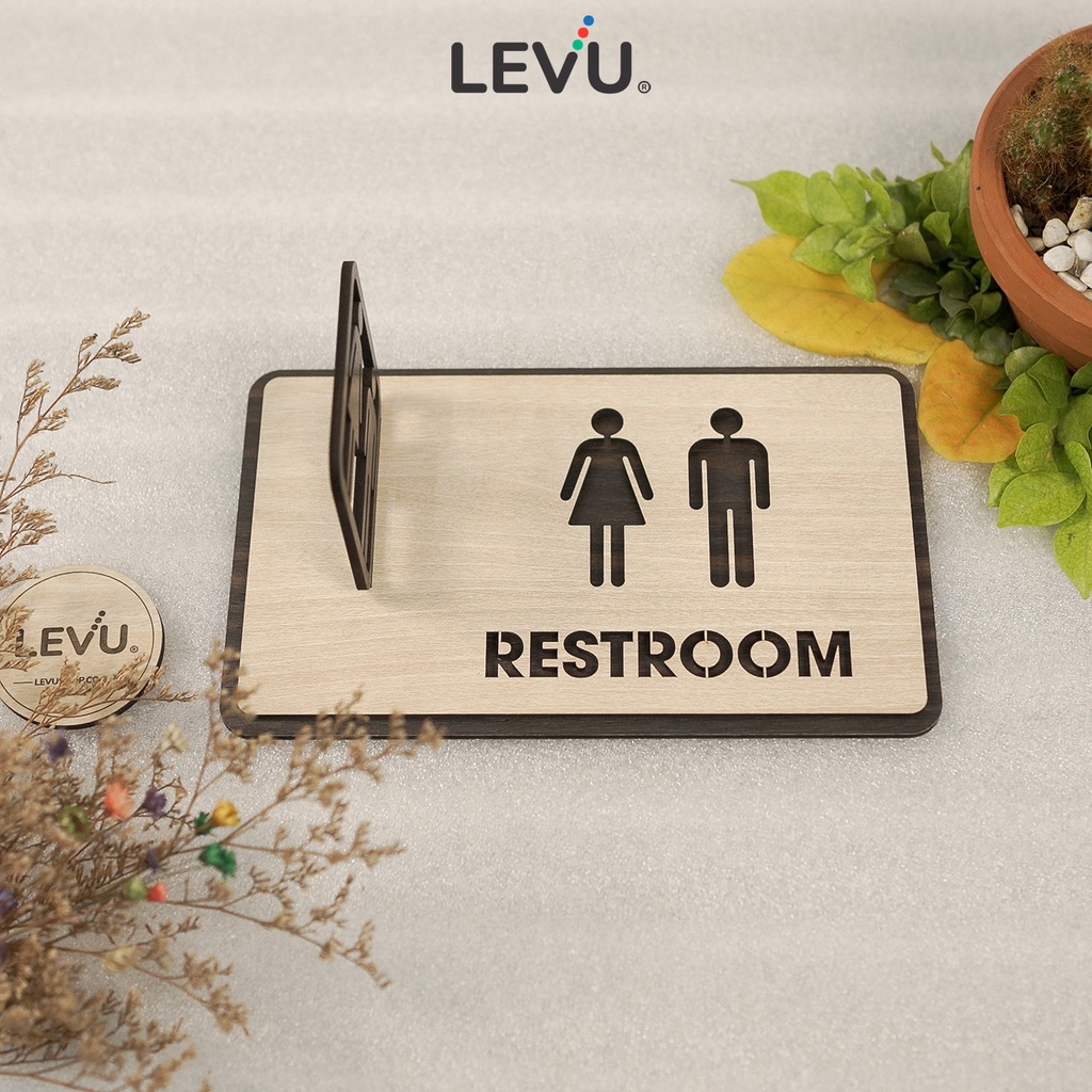 Bảng restroom 3D gắn tường thiết kế hiển thị đa chiều sáng tạo LEVU-TL38
