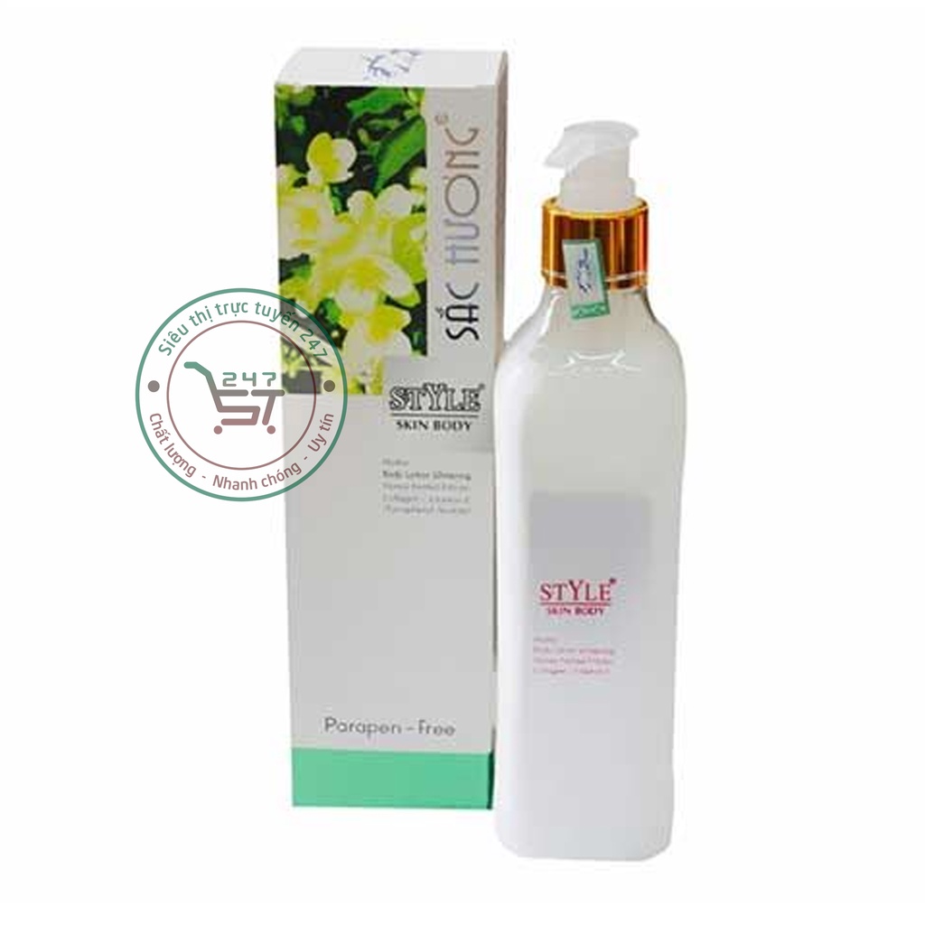 Sữa dưỡng thể Trắng da toàn thân Giữ ẩm Chống nắng Sắc Hương 250ml (trắng-xanh lá)