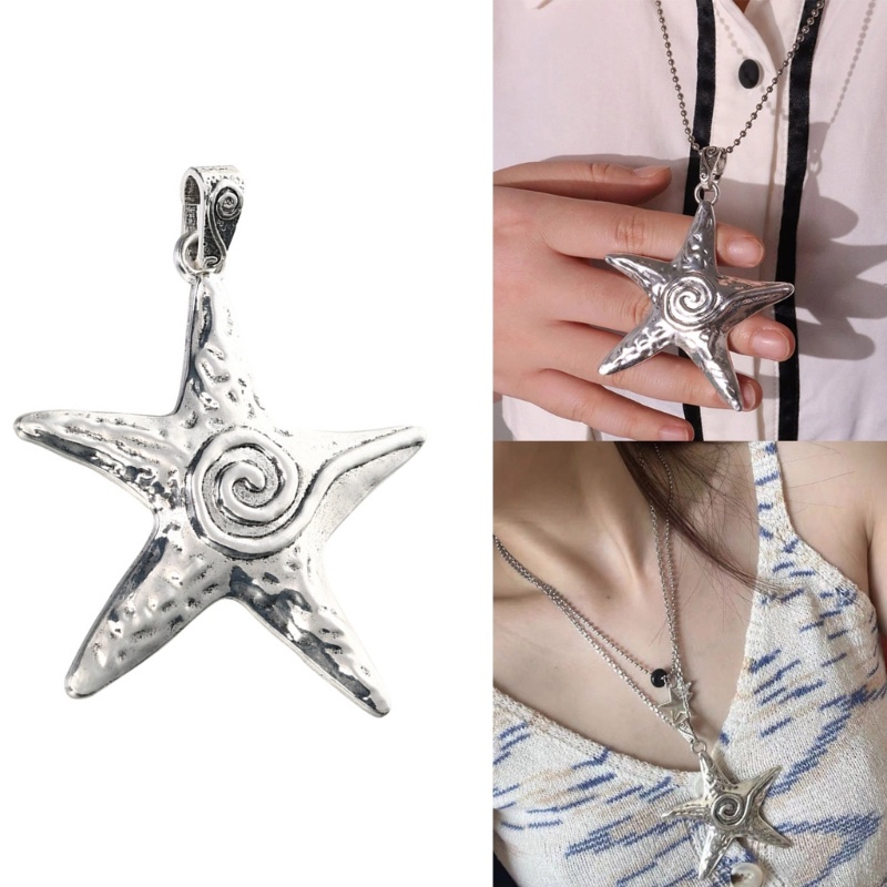 Vòng cổ Mặt Ngôi Sao Năm Cánh Bằng Kim Loại Cỡ Lớn Unisex Y2K