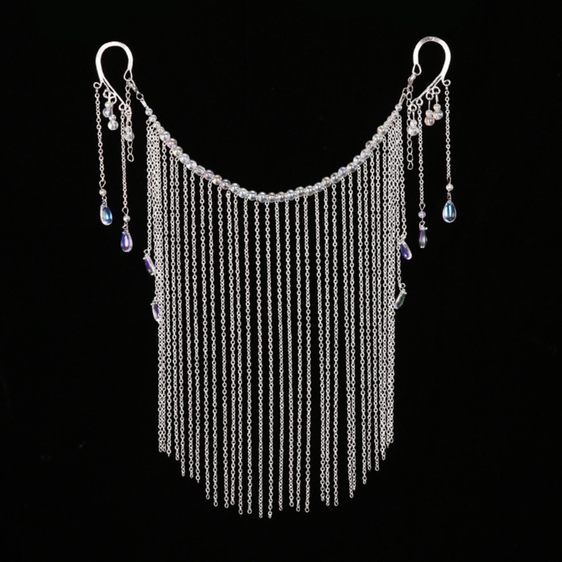 Fl Hanfu Chain Prop Antique Tua Rua Cover Face Hair Supplies Mặt Cổ Trang Sức