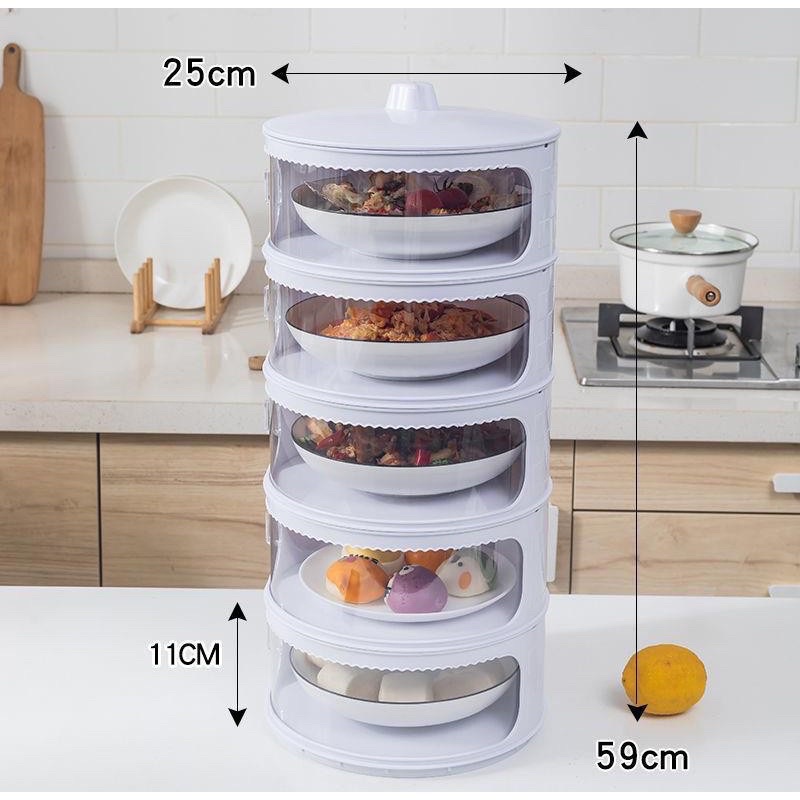 LỒNG BÀN 5 TẦNG GIỮ NHIỆT CHỐNG BỤI, NẮP XOAY