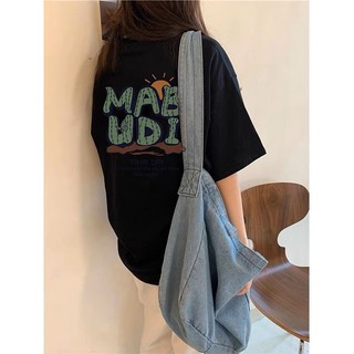 Áo thun nữ cộc tay Mabudi 2 màu Đen, Trắng form rộng tay lỡ free size