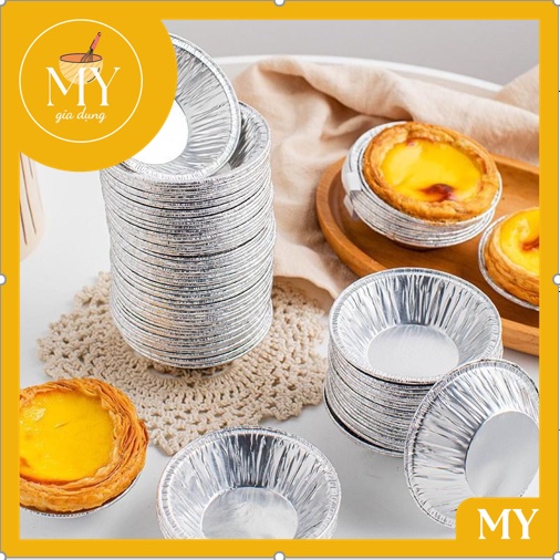 Set 50 - 100 Đế Chén Giấy Bạc Lót Khuôn Nướng Bánh Tart Trứng -  hàu nướng trứng mỡ hành tiện lợi